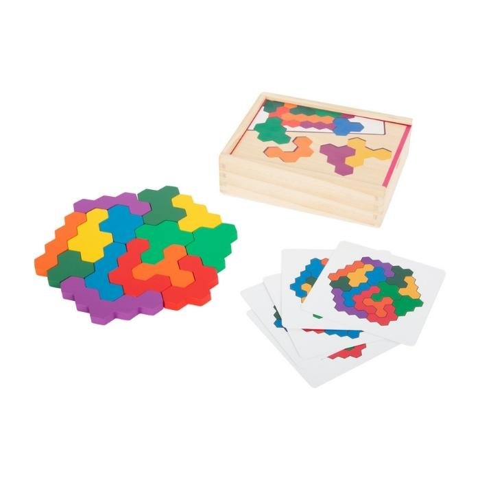 Medinė heksagono dėlionė